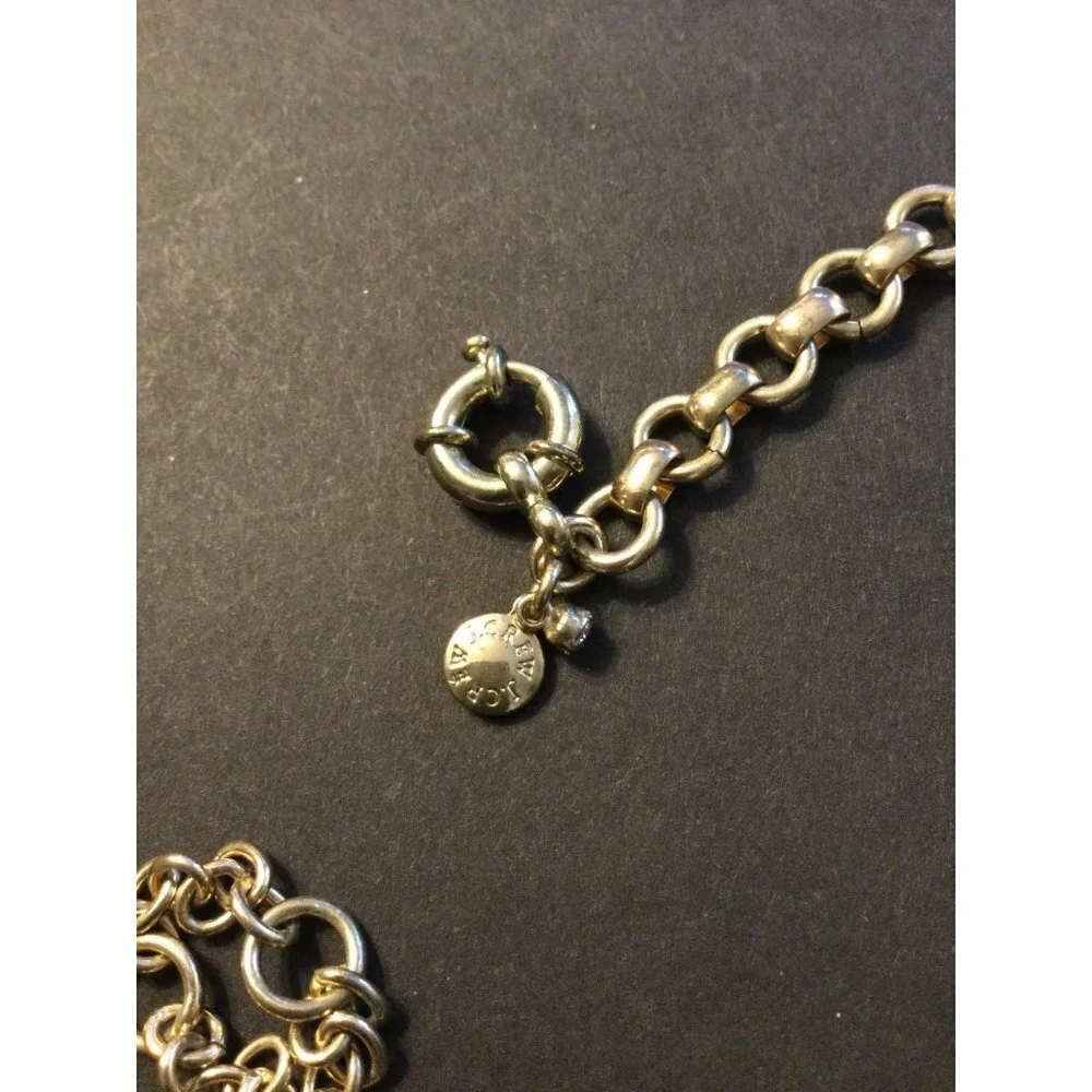 J. Crew Women's Multi Stone Drop Necklace Rhinestone Gold Tone Chain Adjustable